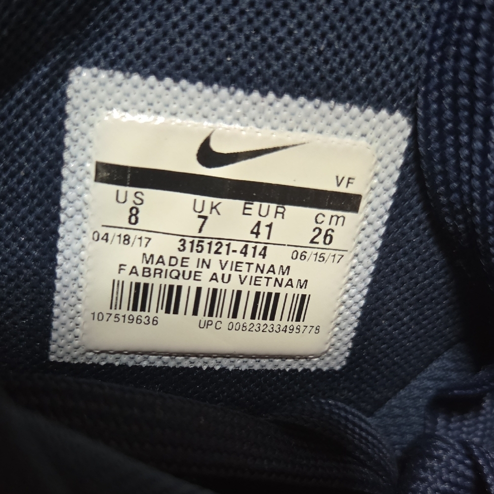 Nike Air Force Blue and White Leather High Top Sneakers Size 8 - Picture 3 of 7